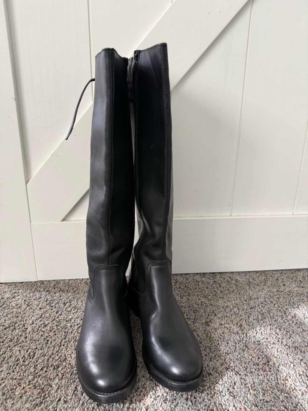 Steve Madden LOVER Tall Black Lace-Up Back Leather Riding Boots - Picture 5 of 16